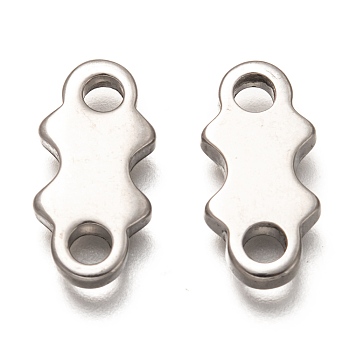 201 Stainless Steel Links Connectors, Stainless Steel Color, 18x8.5x2.5mm, Hole: 3mm