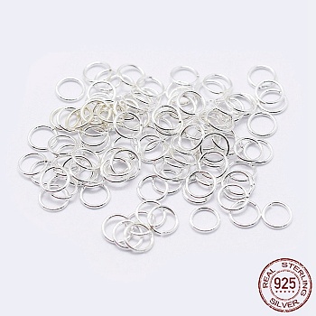 925 Sterling Silver Open Jump Rings, Round Rings, Silver, 18 Gauge, 5x1mm, Inner Diameter: 3mm, about 100pcs/10g