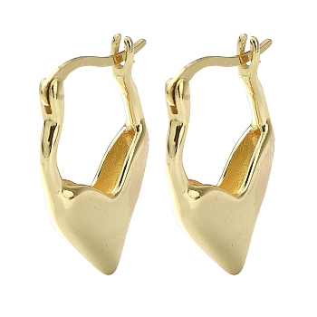 Rack Plating Brass Teardrop Hoop Earrings for Women, Lead Free & Cadmium Free, Real 18K Gold Plated, 24x17.5x3.5mm