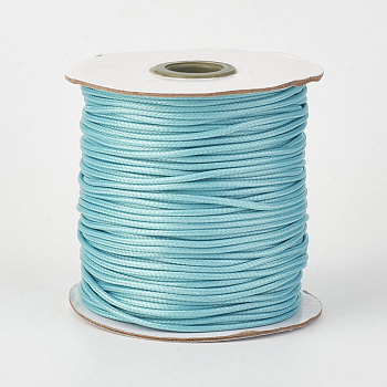 Eco-Friendly Korean Waxed Polyester Cord, Cyan, 1.5mm, about 169.51~174.98 Yards(155~160m)/Roll