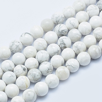 Natural Howlite Beads Strands, Round, 8mm, Hole: 1mm, about 48pcs/strand, 15.7 inch(40cm)