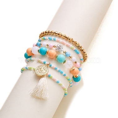 Pulsera elástica con cuentas de vidrio(PW-WG01FEA-01)-2