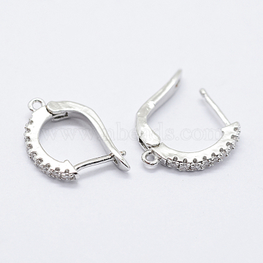 Brass Micro Pave Cubic Zirconia Hoop Earring Findings with Latch Back Closure(KK-K220-08)-3