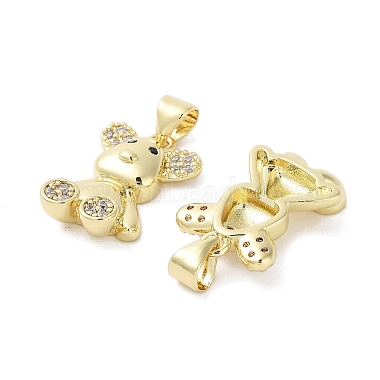 Rack Plating Bear Brass Micro Pave Cubic Zirconia Pendants(KK-E102-06G-02)-2