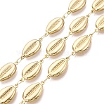 304 Stainless Steel Link Chains, Coffee Bean, Soldered, with Spool, Golden, 20.5x10.5x3.5mm(CHS-Q010-02G)