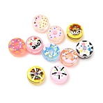 Transparent Glass Enamel Beads, Hand Painted Beads, Donut, Mixed Color, 15x9mm, Hole: 1.2mm(LAMP-U004-05)