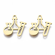201 Stainless Steel Charms, Laser Cut, Medical Items, Golden, 15x14.5x1mm, Hole: 1.4mm(STAS-Q240-042G)