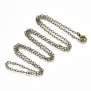 Brass Cable Chain Necklace Making, with Lobster Claw Clasps, Antique Bronze, 32 inch(81.5cm)(MAK-T006-05AB)