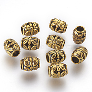 Tibetan Style Alloy Beads, Antique Golden Color, Lead Free & Nickel Free & Cadmium Free, Barrel, Size: about 8.5mm in diameter, 10.5mm thick, hole: 4.5 mm(X-GLF0855Y-NF)
