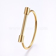 Vacuum Plating 304 Stainless Steel Bangles, Golden, 2-1/2 inch(6.3cm)x1-7/8 inch(4.7cm), 4~9mm(BJEW-P222-14G)