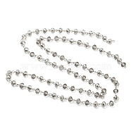 Handmade Rondelle Glass Beads Chains for Necklaces Bracelets Making, with Iron Eye Pin, Unwelded, Light Grey, 39.3 inch, about 88pcs/strand(AJEW-JB00120-06)