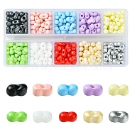 50G 10 Colors Baking Paint Glass Seed Beads, Peanut, Mixed Color, 5.5~6x3~3.5x3mm, Hole: 1~1.2mm, 10 colors, about 5g/color(SEED-YW0002-51C)