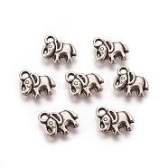 Tibetan Style Alloy Pendants, Elephant, Antique Silver, Lead Free and Cadmium Free and Nickel Free, 11x11x2mm, Hole: 2.5mm(LF0210Y-NF)