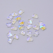 Transparent Electroplate Glass Beads, Faceted, Butterfly, AB Color Plated, Clear AB, 8x10x5.5mm, Hole: 1mm(GLAA-P037-02A-AB04)