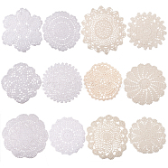 Woven Crochet Coasters Table Mats, for Table Toppers Home Decoration, Floral Pattern, Old Lace, 115~255x2~3mm, 12pcs/set(DIY-GF0001-15)