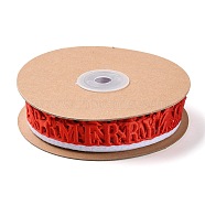 Christmas Merry Xmas Felt Lace Trim, Polyester Word Trim Embellishment, for Christmas Party Decoration, Red, 7/8 inch(23mm), about 10.94 Yards(10m)/Roll(OCOR-D013-05A)