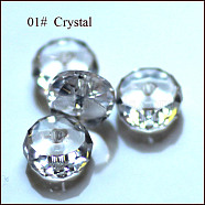 Imitation Austrian Crystal Beads, Grade AAA, Faceted, Flat Round, Clear, 10x5.5mm, Hole: 0.9~1mm(SWAR-F078-6x10mm-01)