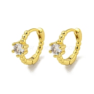Brass Micro Pave Cubic Zirconia Hoop Earring, Real 18K Gold Plated, Clear, 13x5mm(EJEW-C088-19G-01)