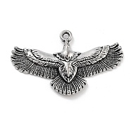 Tibetan Style Alloy Pendants, Eagel, Antique Silver, 30.5x49.5x4mm, Hole: 2.5mm(FIND-U006-14AS-09)