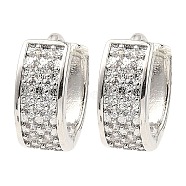 Brass with Cubic Zirconia Thick Hoop Earrings, Platinum, 5x13mm(EJEW-D078-27P)