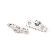 Rack Plating Brass Pave Clear Cubic Zirconia Connector Charms, Long-Lasting Plated, Cadmium Free & Lead Free, Oval, Platinum, 10.5x4x3mm, Hole: 1.5mm(KK-G433-04P)