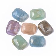 Acrylic Cabochons, with Gold Sand, Two Tone, Imitation Gemstone Style, Rectangle, Mixed Color, 16x12x5mm(OACR-T020-067)