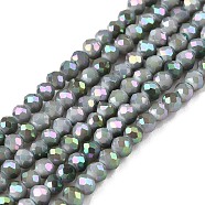 Electroplate Glass Beads Strands, Pearl Luster Plated, Faceted, Rondelle, Dark Sea Green, 2.5x2mm, Hole: 0.7mm, about 154~161pcs/strand, 11.7~12.09 inch(30~31cm), about 90~100 strands/set(EGLA-T021-03D)