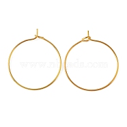 Brass Wine Glass Charm Rings, Hoop Earrings Findings, Golden, 25x0.8mm, 20 Gauge(EC067-2G)