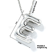 Brass Pave Clear Cubic Zirconia Shiny Balloon Letter Pendant Necklaces, Hip-hop Rock Necklaces, Platinum, Letter E, 15.75 inch(40cm)(IT0451-5)