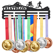 Sports Theme Iron Medal Hanger Holder Display Wall Rack, with Screws, Triathlon Pattern, 150x400mm(ODIS-WH0021-473)