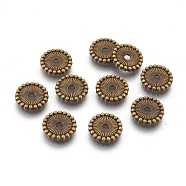 Tibetan Style Spacer Beads, Cadmium Free & Nickel Free & Lead Free, Flat Round, Antique Bronze, 12x2mm, Hole: 2mm(TIBE-47916-AB-FF)