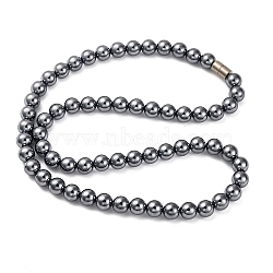 8mm Round Terahertz Stone Beaded Necklaces, with Alloy Clasps, 20.87 inch(53cm)(NJEW-H045-02)