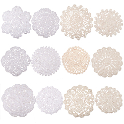 Woven Crochet Coasters Table Mats, for Table Toppers Home Decoration, Floral Pattern, Old Lace, 115~255x2~3mm, 12pcs/set(DIY-GF0001-15)