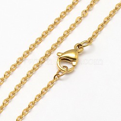 Trendy Unisex 304 Stainless Steel Cable Chain Necklaces, with Lobster Clasps, Golden, 17.7 inch(44.9cm), 2x1.5x0.3mm(NJEW-M047-02)