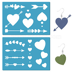 Acrylic Earring Handwork Template, Card Leather Cutting Stencils, Deep Sky Blue, Heart Pattern, 130x90x2mm, 2pcs/set(DIY-WH0359-033)