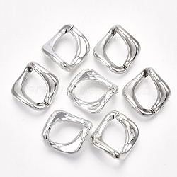 UV Plating ABS Plastic Linking Rings, Quick Link Connectors, For Curb Chains Making, Unwelded, Twist, Platinum, 26x25x14mm, Inner Diameter: 22x14mm(X-CCB-S162-01B-04)