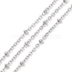 304 Stainless Steel Cable Chains, Decorative Chains, Satellite Chains, with Rondelle Beads, Soldered, Stainless Steel Color, 2x1.5mm(CHS-L015-44)