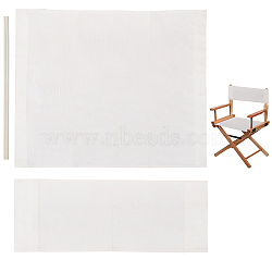 Cloth Chair Replacement, with 2 Wood Sticks, for Director Chair, Makeup Chair Seat and Back, White, 195~420x530x5~6mm(FIND-WH20018-08G)