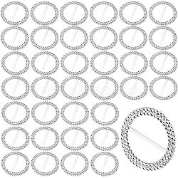400Pcs Resin Ribbon Buckles, Dress Slide Buckles, Rhinestone Settings, Flat Round, Silver, 65.4x3.2mm(RESI-WA0001-01)