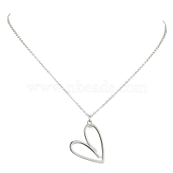 304 Stainless Steel Pendant Necklace for Women, Heart, 17.60 inch(44.7cm), pendant: 28.5x23mm(NJEW-JN04387-02)