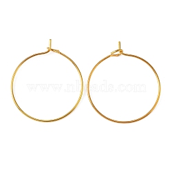 Brass Wine Glass Charm Rings, Hoop Earrings Findings, Golden, 25x0.8mm, 20 Gauge(EC067-2G)
