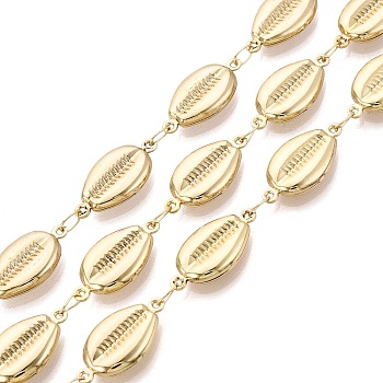 304 Stainless Steel Link Chains, Coffee Bean, Soldered, with Spool, Golden, 20.5x10.5x3.5mm