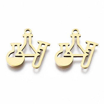 201 Stainless Steel Charms, Laser Cut, Medical Items, Golden, 15x14.5x1mm, Hole: 1.4mm