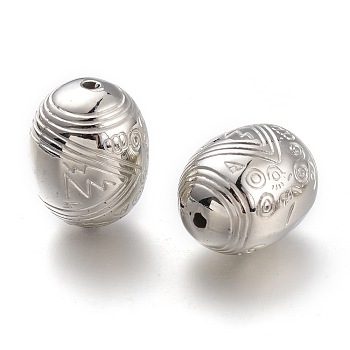 CCB Plastic Carved Beads, Oval, Platinum, 25x18mm, Hole: 3mm