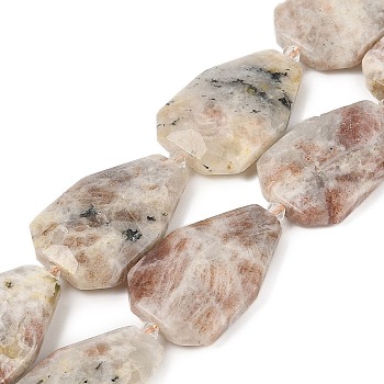 Natural Sunstone Beads Strands, Faceted Teardrop, 36~40x24~26x9.5~10.5mm, Hole: 2mm, about 9pcs/strand, 14.96''(38cm)