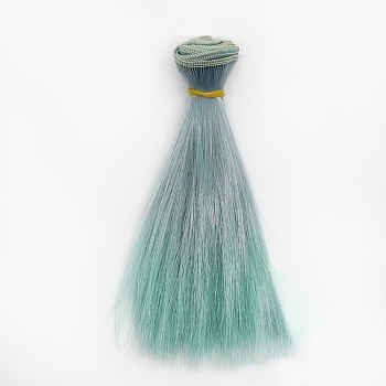 High Temperature Fiber Long Straight Ombre Hairstyle Doll Wig Hair, for DIY Girl BJD Makings Accessories, Dark Cyan, 5.91 inch(15cm)
