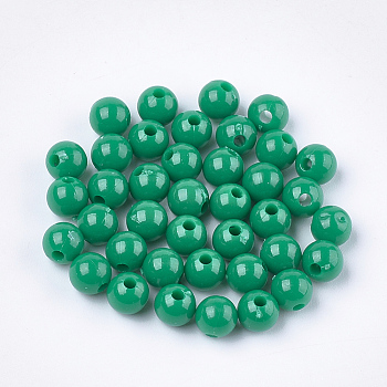 Opaque Plastic Beads, Round, Sea Green, 6x5.5mm, Hole: 1.8mm, about 479pcs/50g