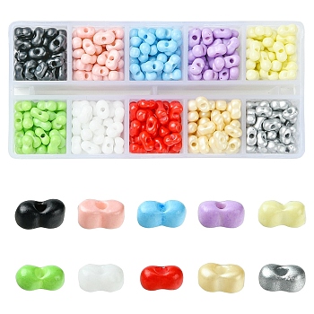 50G 10 Colors Baking Paint Glass Seed Beads, Peanut, Mixed Color, 5.5~6x3~3.5x3mm, Hole: 1~1.2mm, 10 colors, about 5g/color