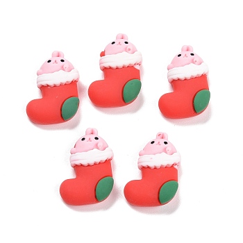Resin Cabochons, Christmas Theme, Christmas Sock, Red, 24.5x18x7.5mm