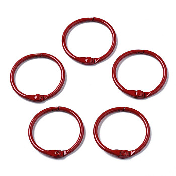 Spray Painted Iron Split Key Rings, Ring, Red, 30x4mm